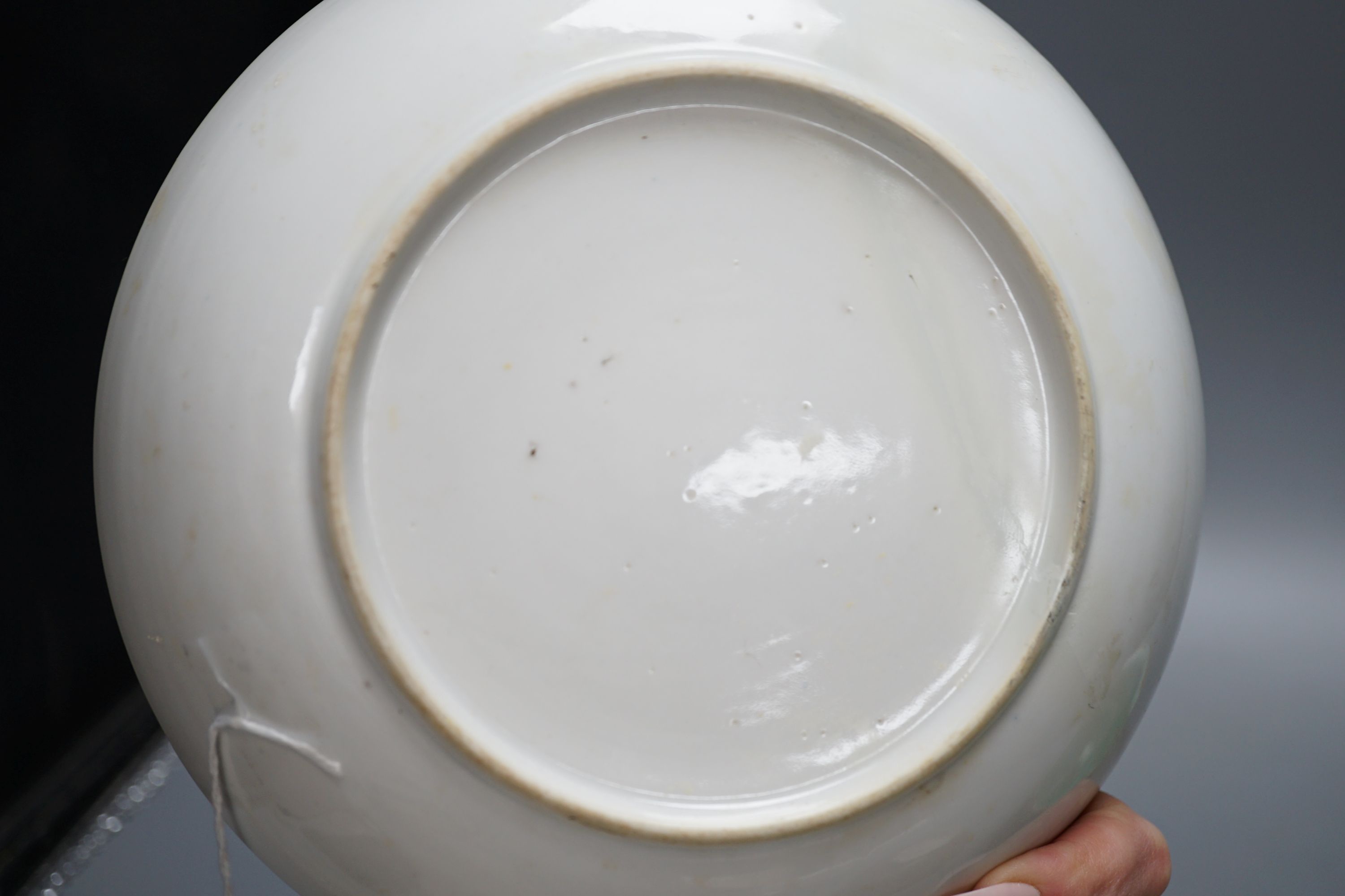 A 19th century blue and white dish, 22cm, together with three others
